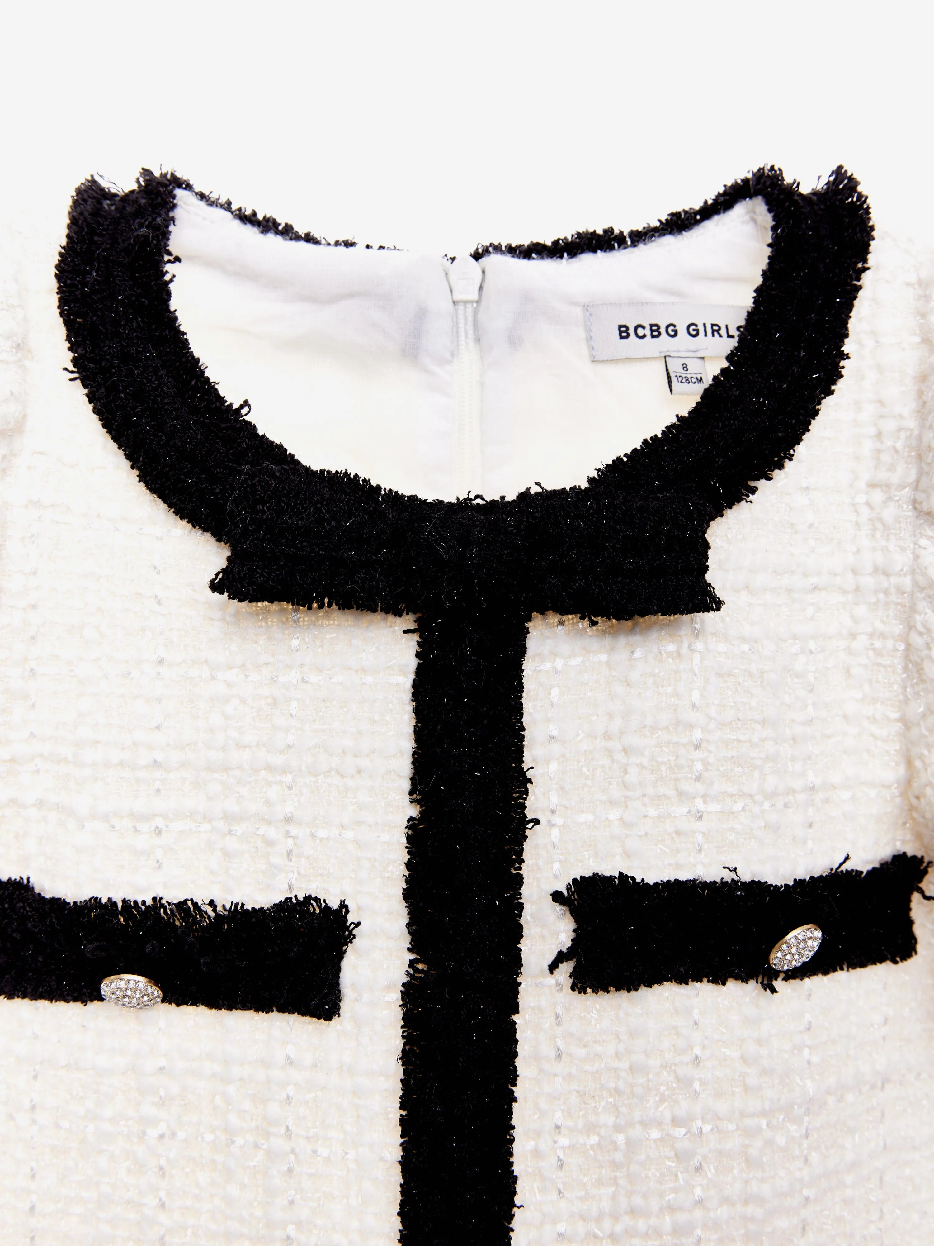 BCBG Girls Tweed Dress in Ivory