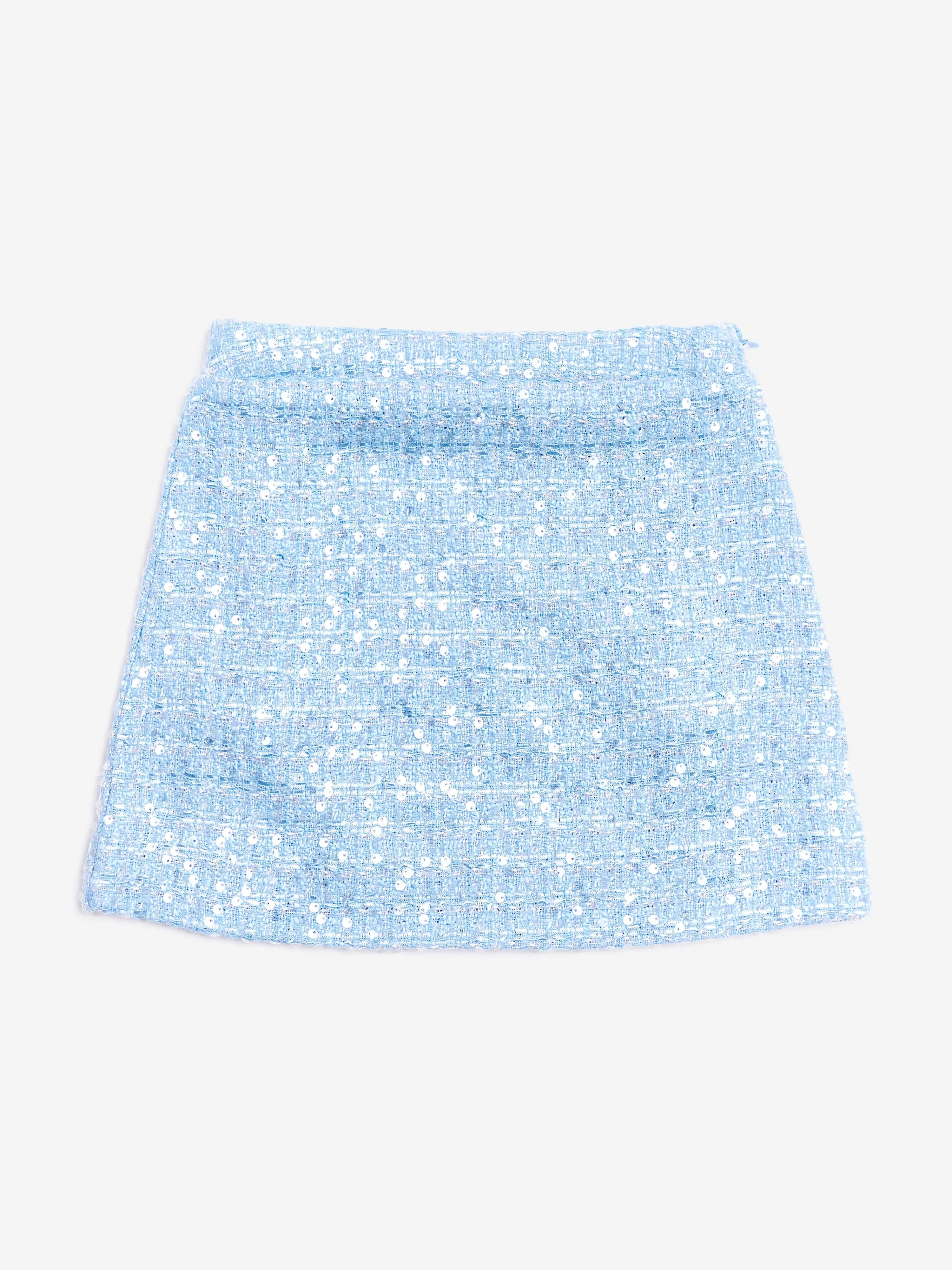 BCBG Girls Tweed Pencil Skirt in Blue
