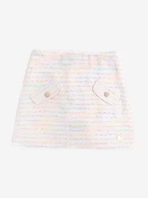 BCBGMAXAZRIA Girls Tweed Pencil Skirt in Ivory
