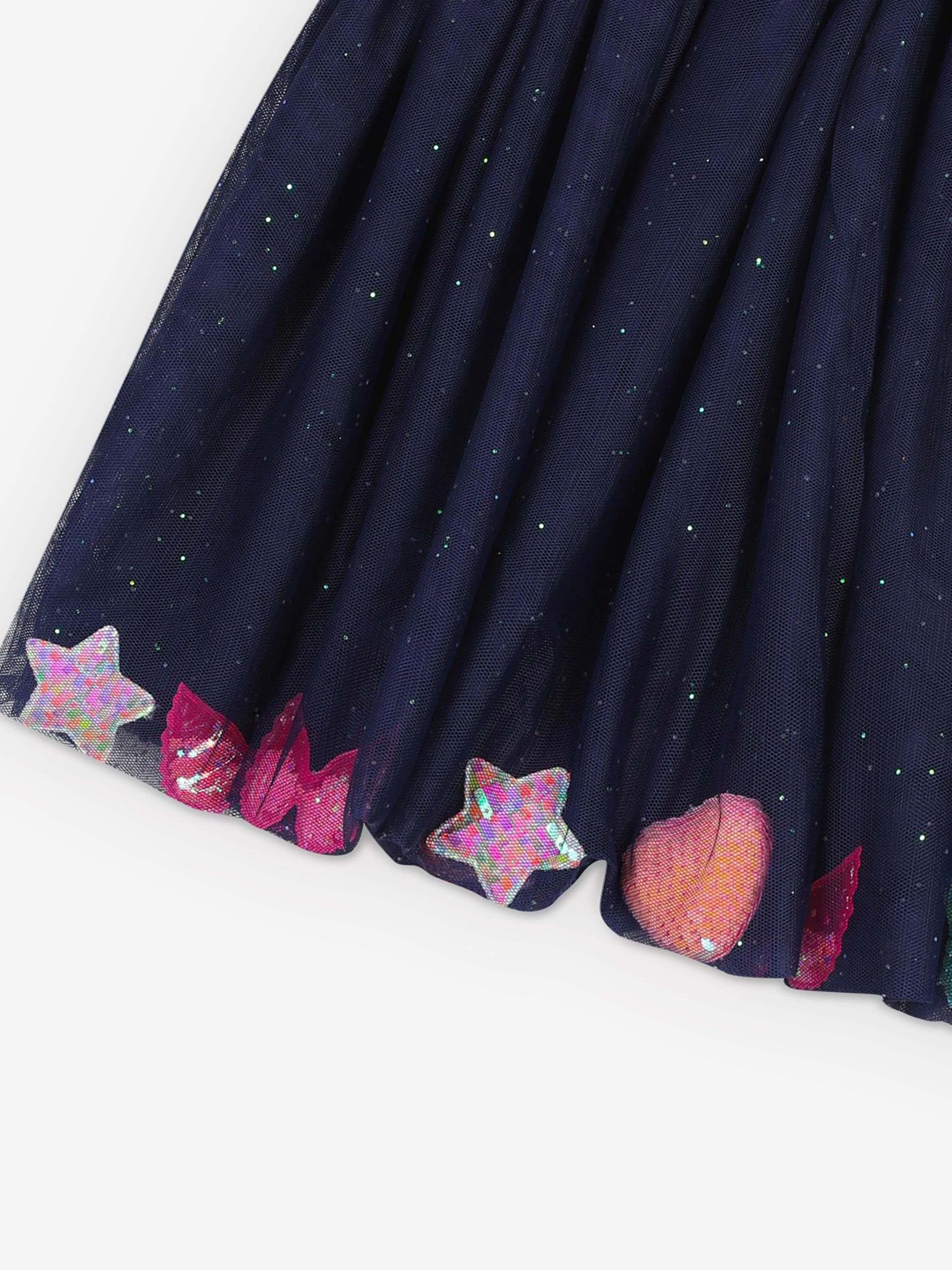 Billieblush Girls Glitter Mesh Skirt in Navy