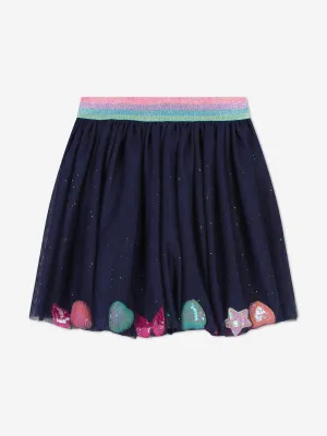 Billieblush Girls Glitter Mesh Skirt in Navy