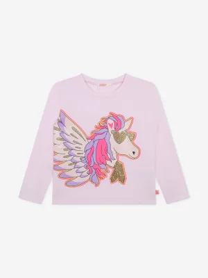 Billieblush Girls Long Sleeve Pegasus T-Shirt in Pink