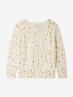 Bonpoint Girls Floral Enoha Cardigan in Ivory
