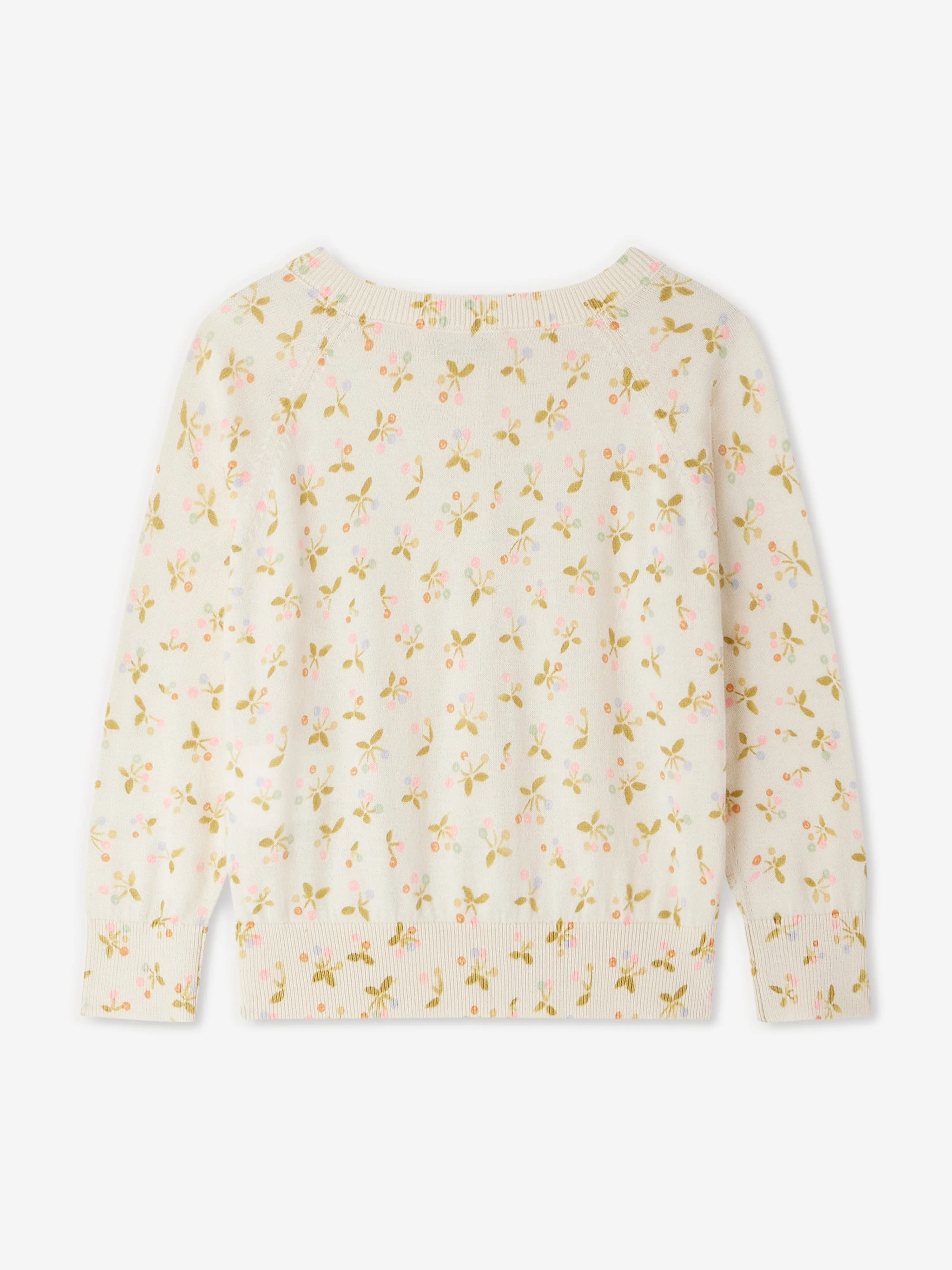 Bonpoint Girls Floral Enoha Cardigan in Ivory