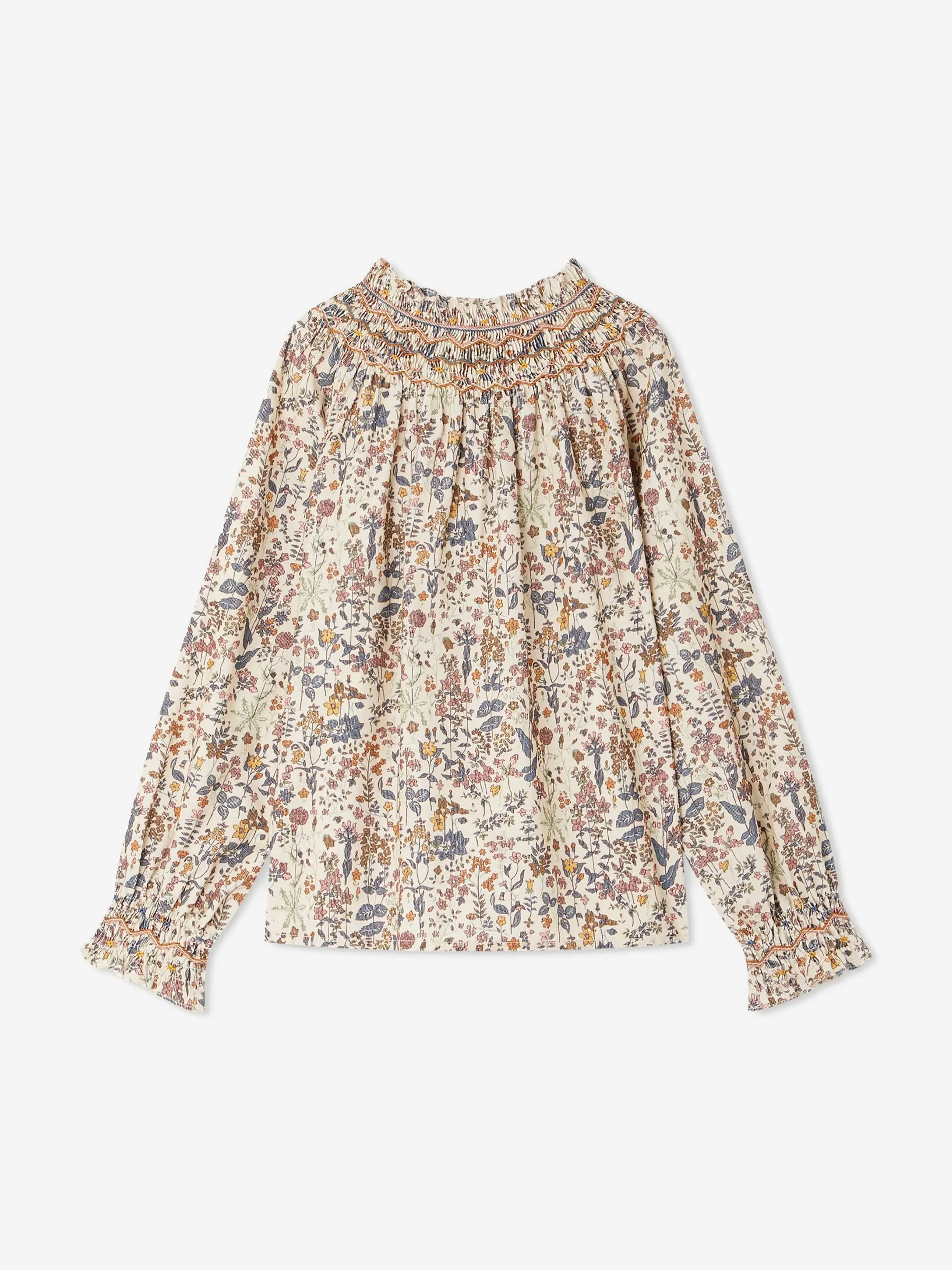 Bonpoint Girls Petal Smocked Blouse in Multicolour