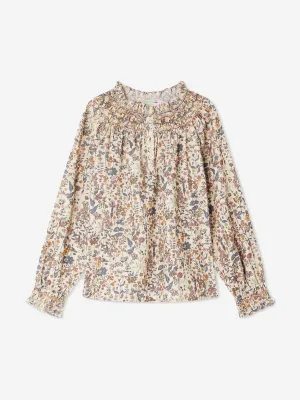Bonpoint Girls Petal Smocked Blouse in Multicolour