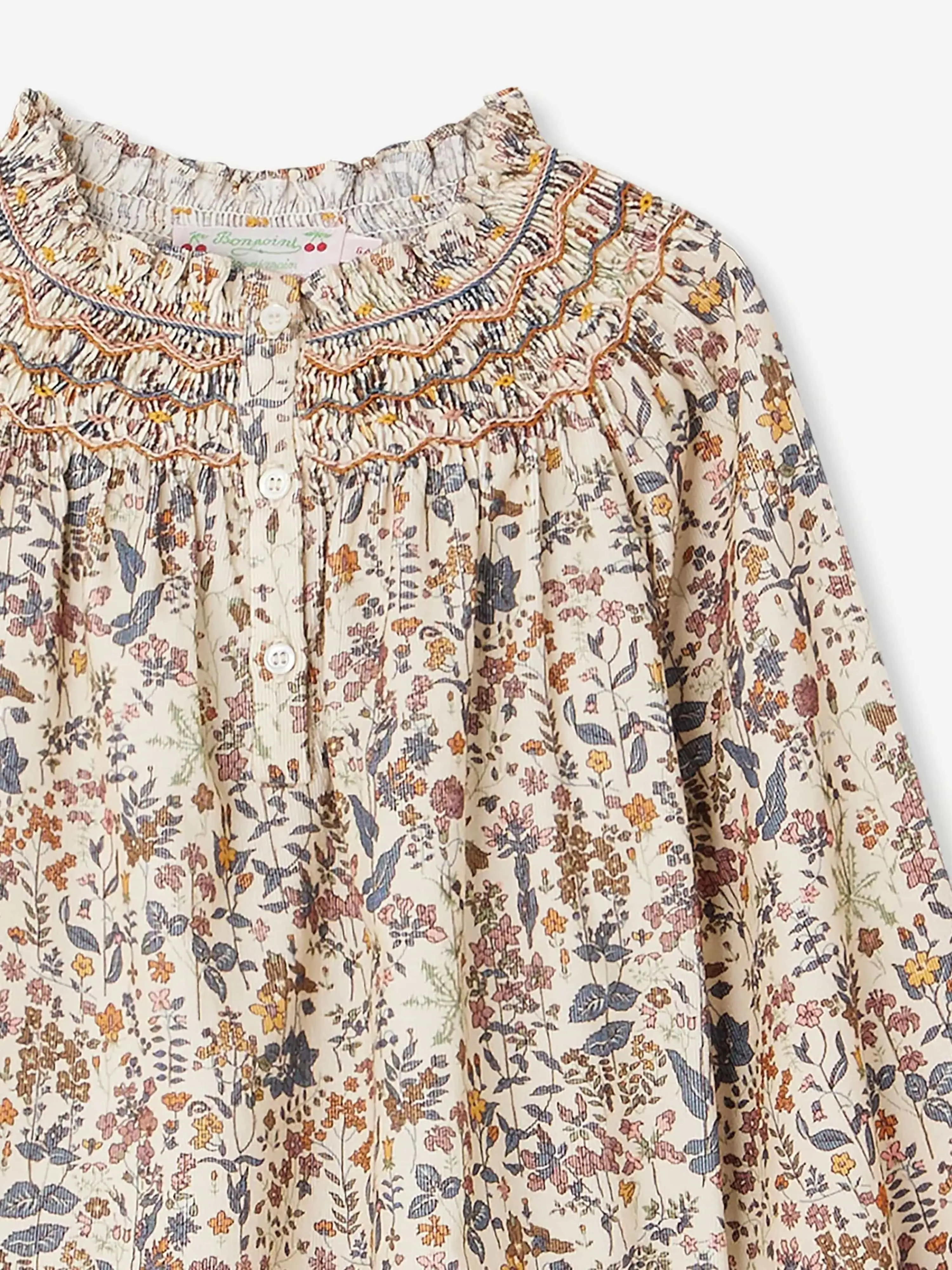 Bonpoint Girls Petal Smocked Blouse in Multicolour