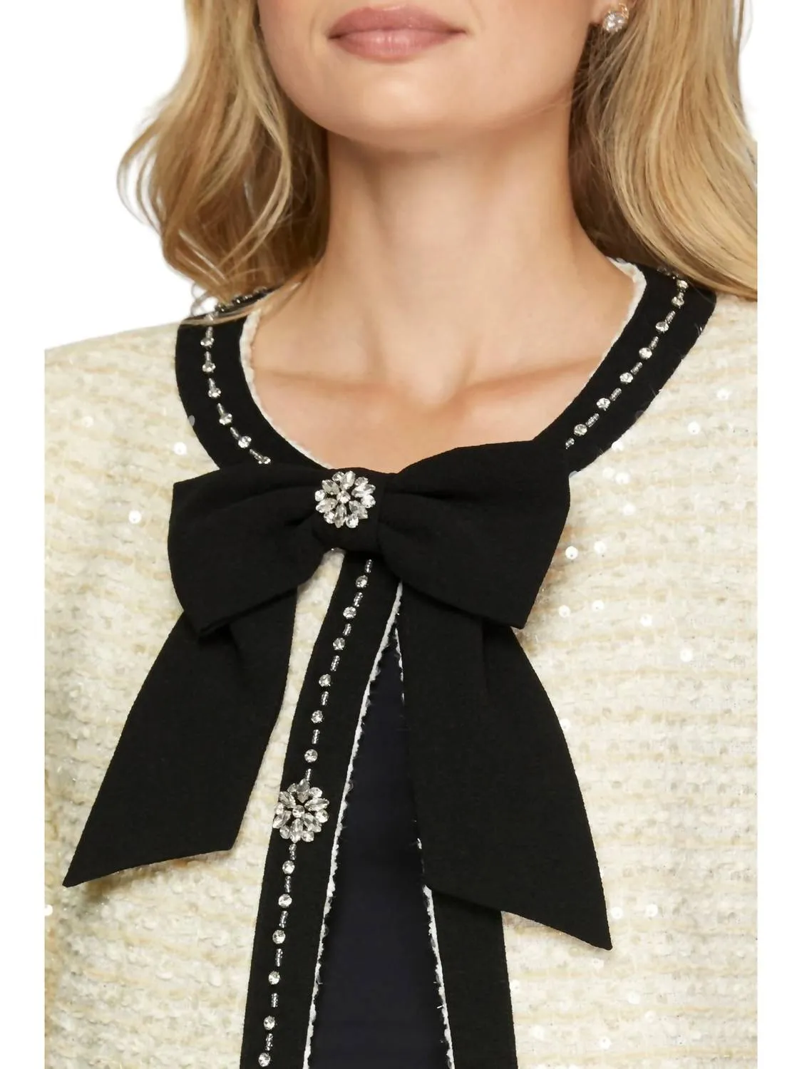 Bow Jacket In Black/cream