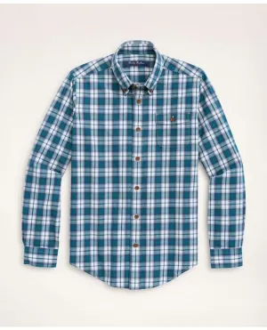 Brooks Brothers Boys Brushed Twill Navy Check Sport Shirt Blue Brooks Brothers