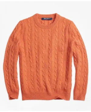 Brooks Brothers Boys Cashmere Cable Crewneck Sweater Orange Brooks Brothers