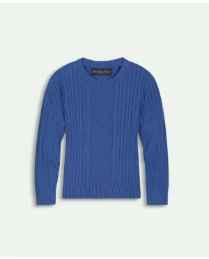 Brooks Brothers Boys Cotton Cable Crewneck Sweater Blue Brooks Brothers