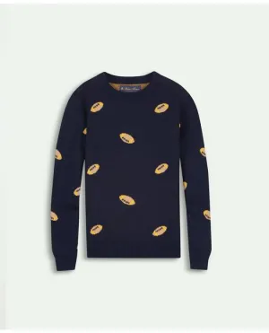 Brooks Brothers Boys Cotton Football Intarsia Crewneck Sweater Navy Brooks Brothers