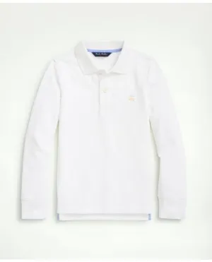 Brooks Brothers Boys Long-Sleeve Cotton Pique Polo White Brooks Brothers