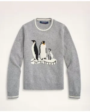 Brooks Brothers Boys Merino Wool Blend Penguin Intarsia Sweater Grey Brooks Brothers