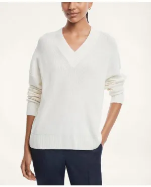 Brooks Brothers Women's Relaxed Merino Wool Sweater White Brooks Brothers