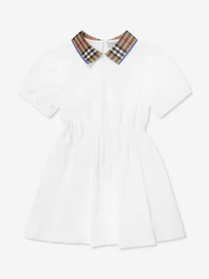 Burberry Girls Check Collar Alesea Dress in White