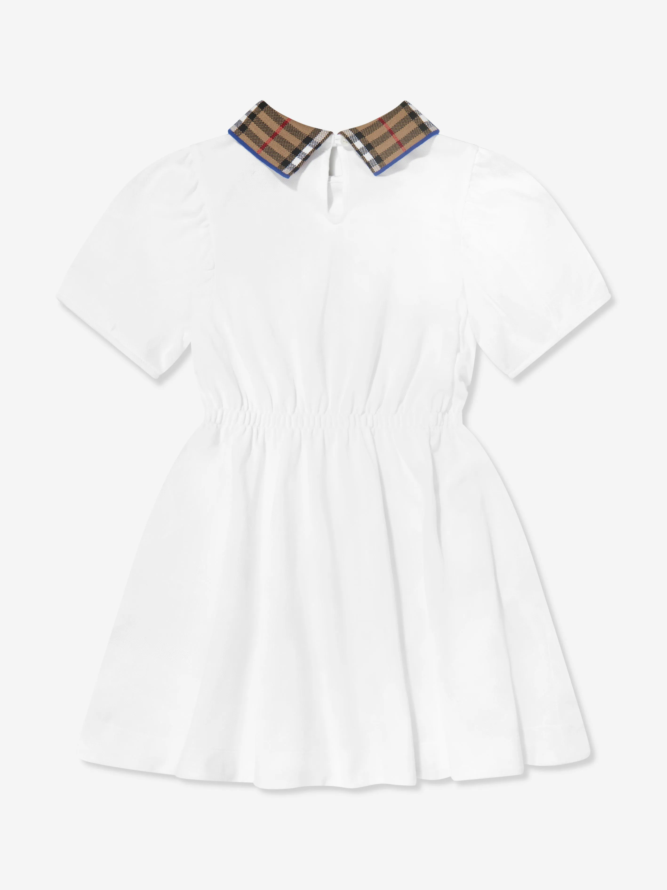 Burberry Girls Check Collar Alesea Dress in White