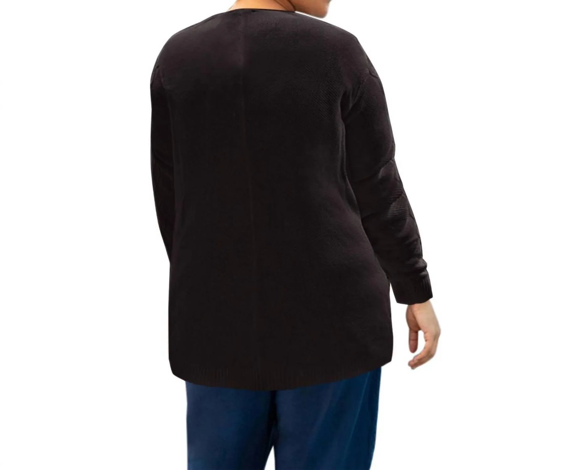 Cable Duster Cardigan - Plus In Black