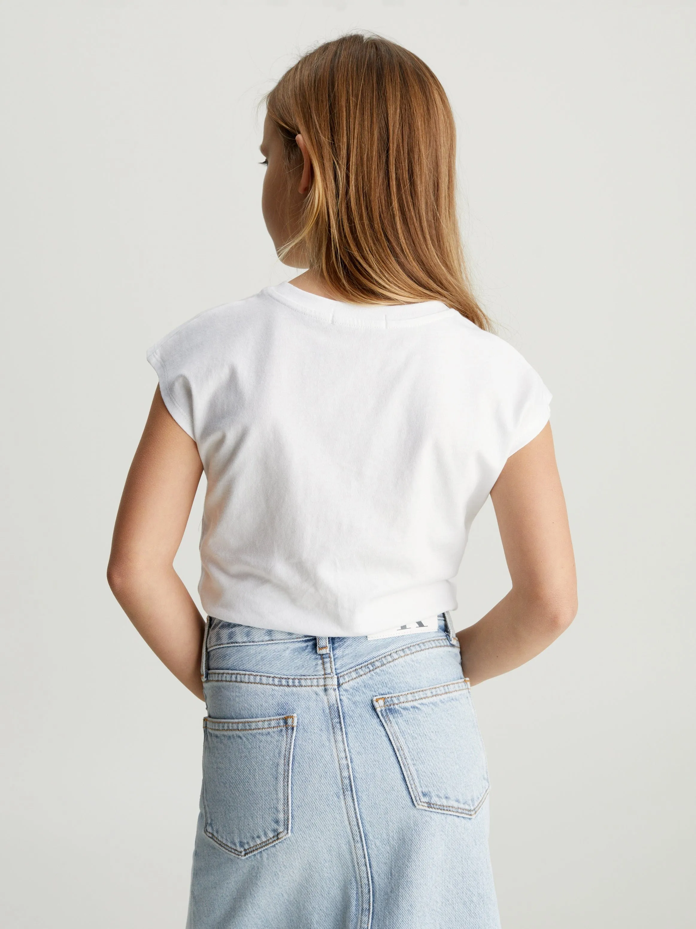 Calvin Klein Girls Gradient Flock Boxy T-Shirt in White
