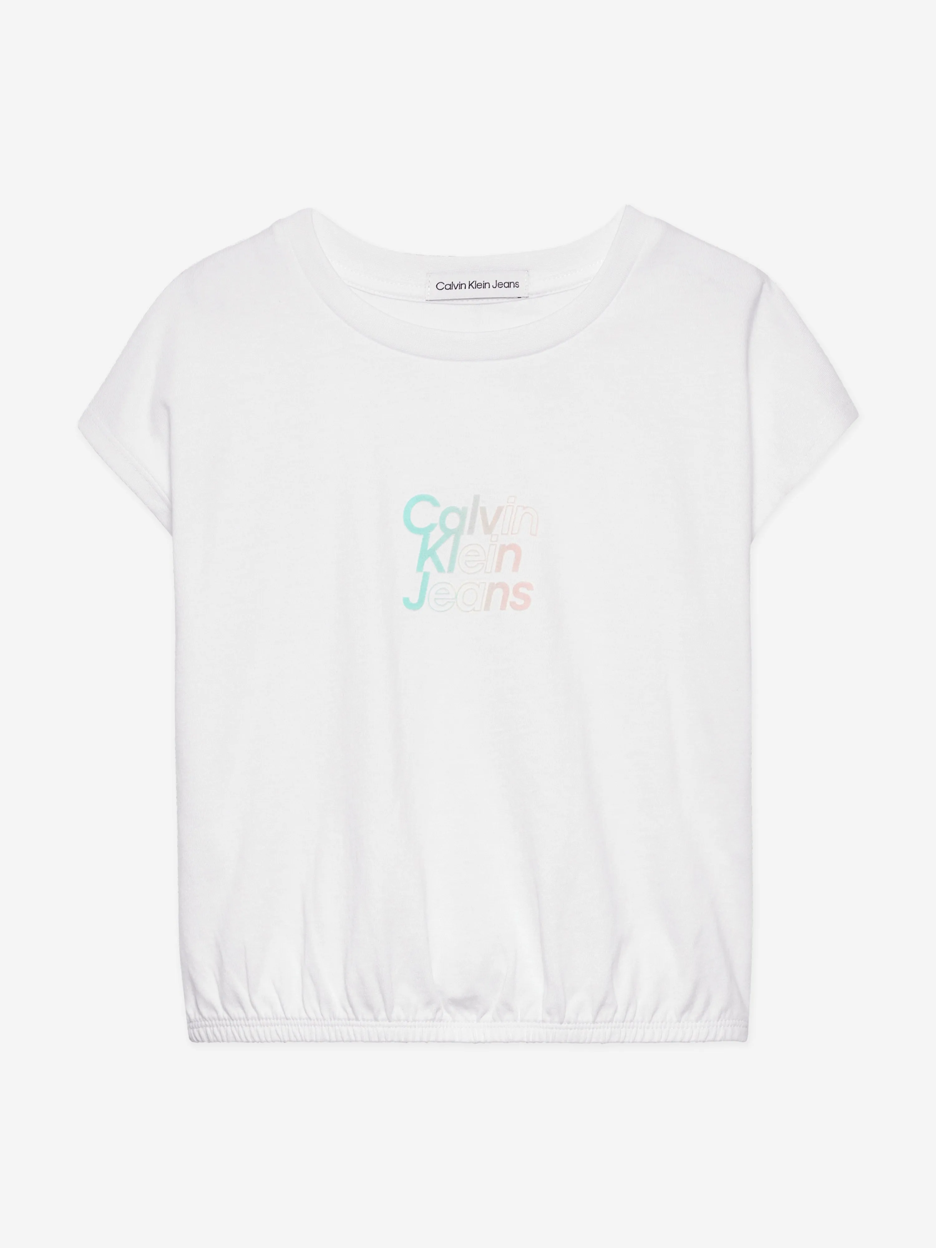 Calvin Klein Girls Gradient Flock Boxy T-Shirt in White