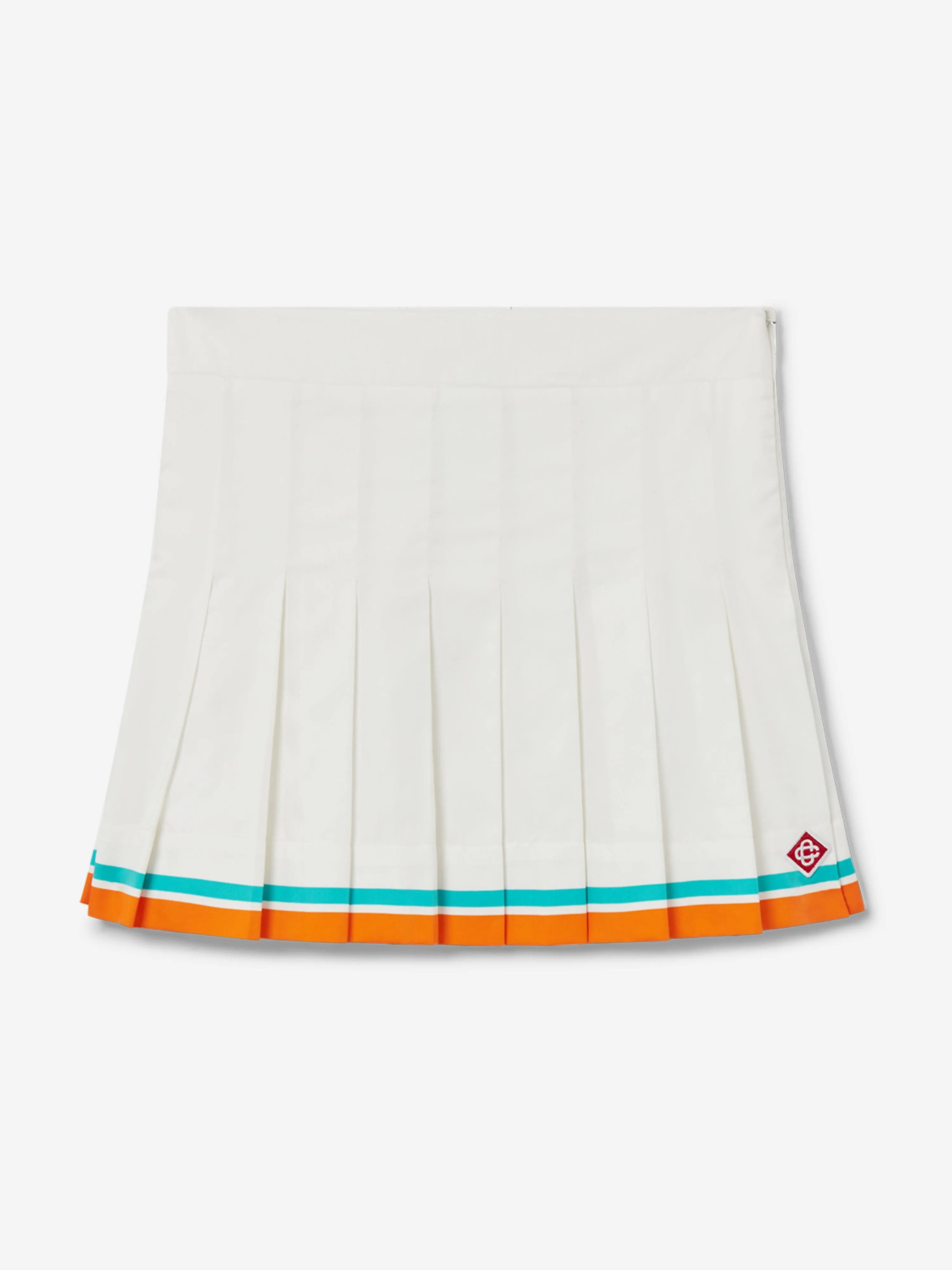 Casablanca Girls Tennis Stripe Pleated Skirt in White