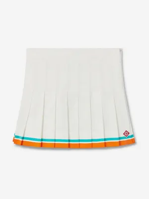 Casablanca Girls Tennis Stripe Pleated Skirt in White