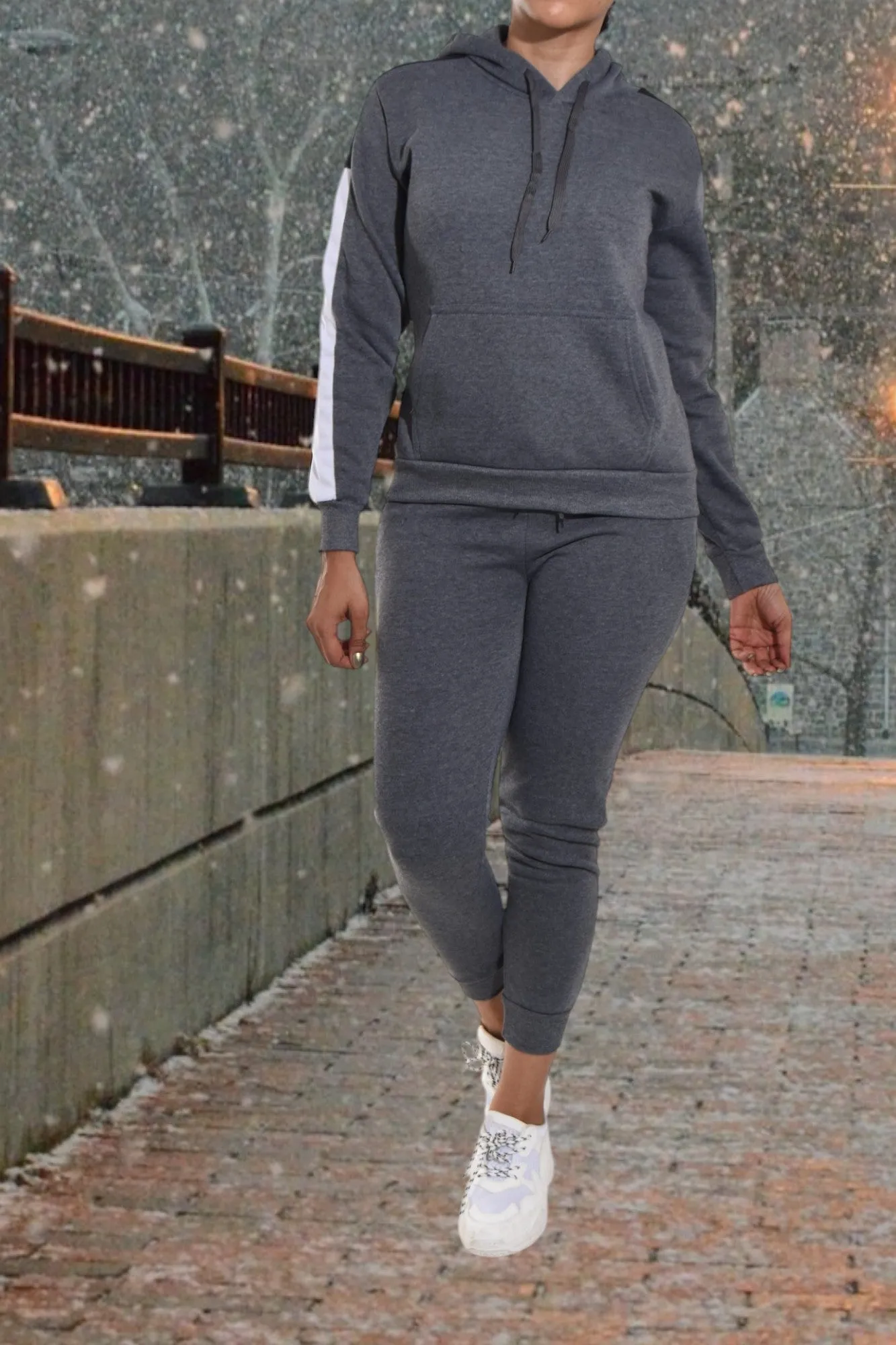 Charcoal Color Block Sleeve Tracksuit