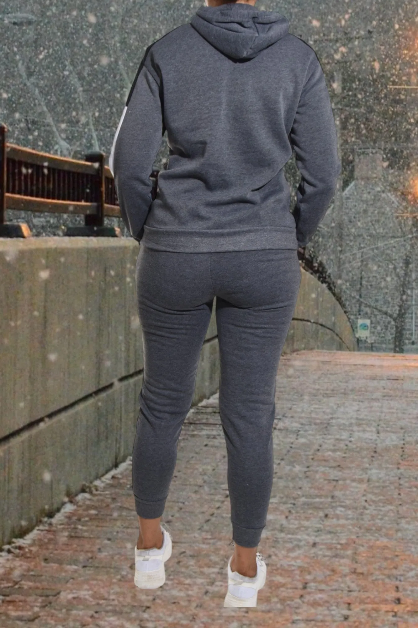 Charcoal Color Block Sleeve Tracksuit