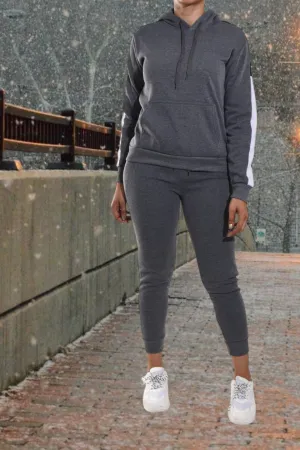Charcoal Color Block Sleeve Tracksuit