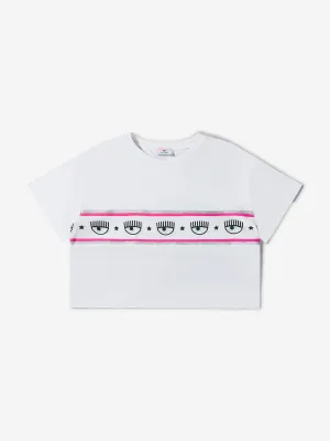 Chiara Ferragni Girls Cotton Jersey Cropped Logo T-Shirt