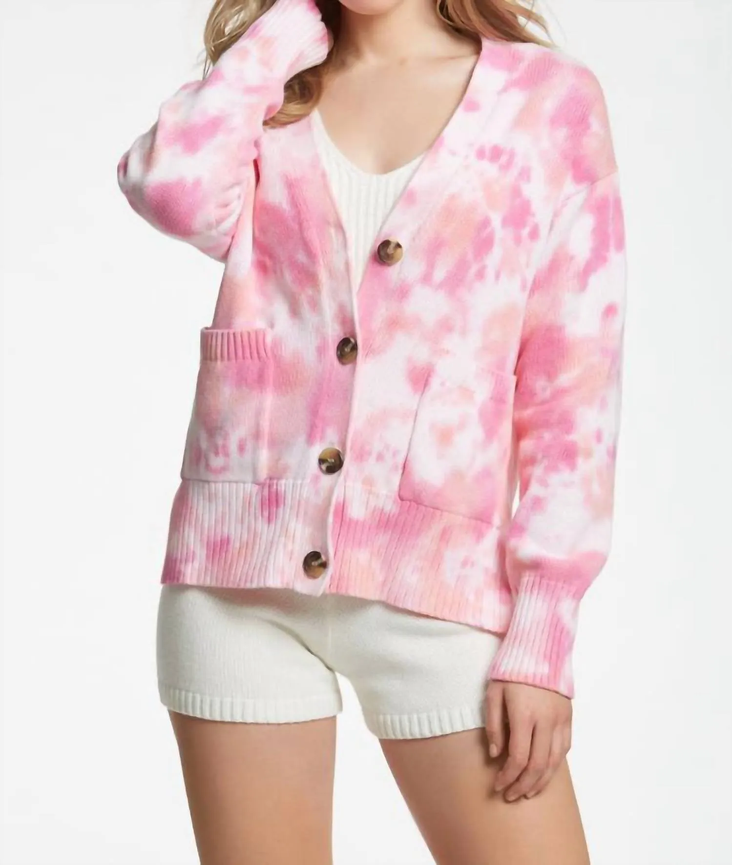 Chunky Cropped Cardigan In Pink