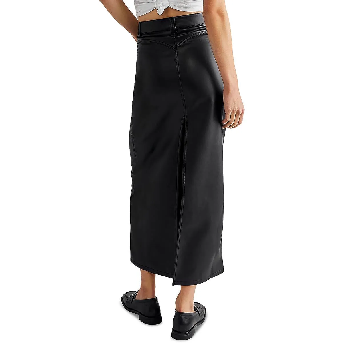 City Slicker Womens Faux Leather Long Maxi Skirt