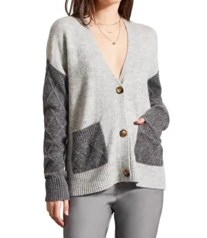Color Block Cardigan In Grey Mix