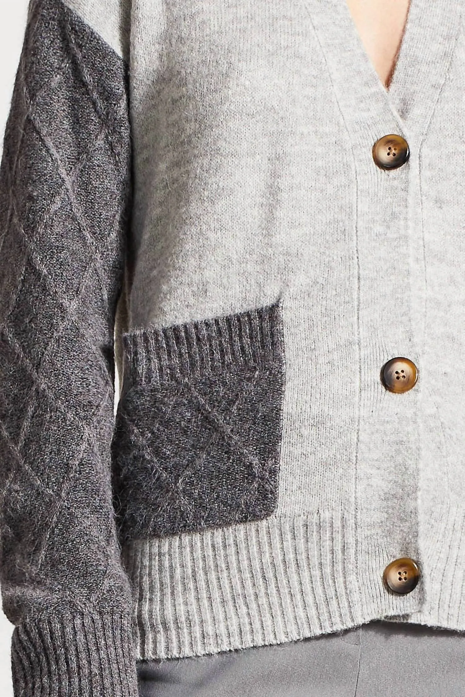 Color Block Cardigan In Grey Mix