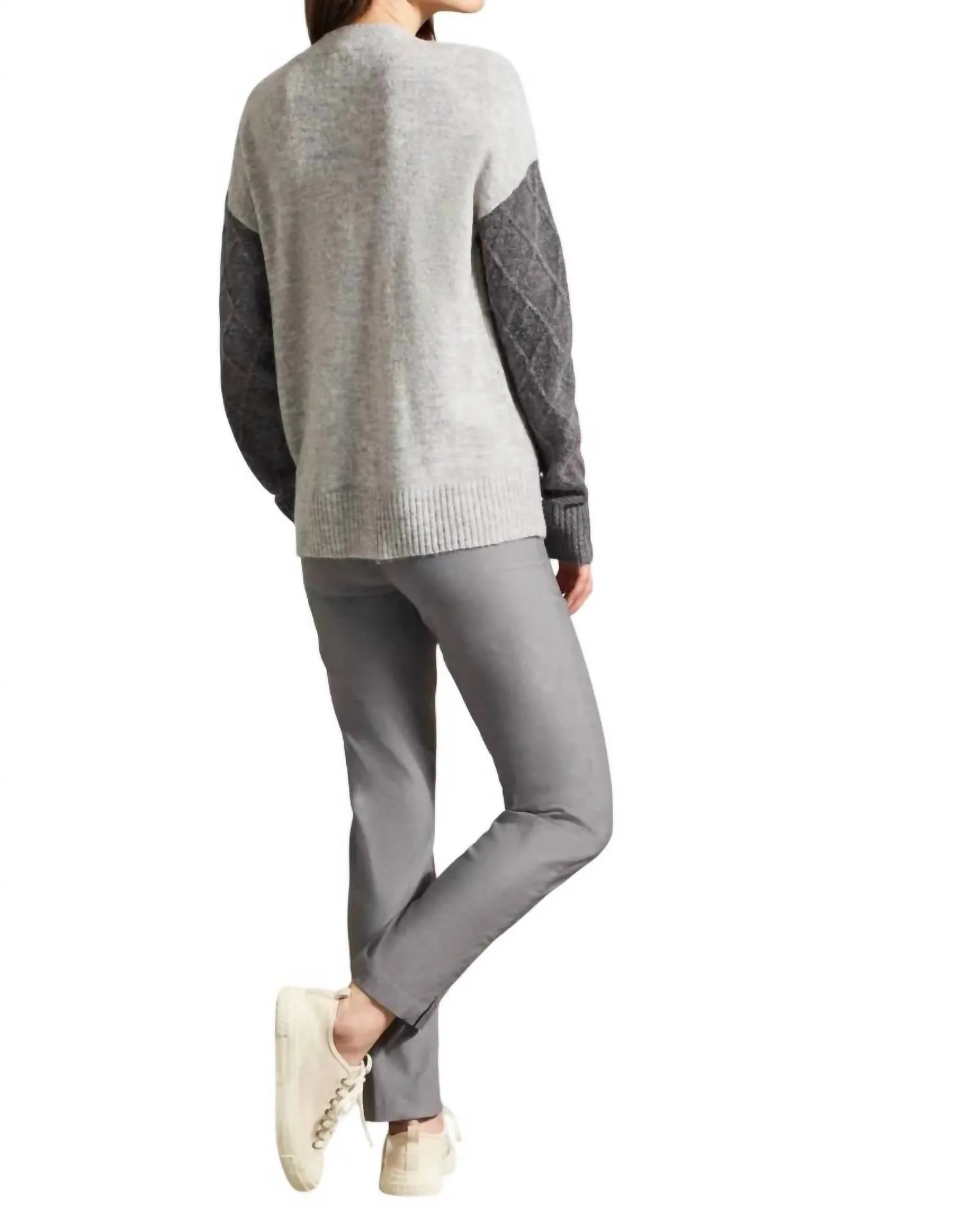 Color Block Cardigan In Grey Mix