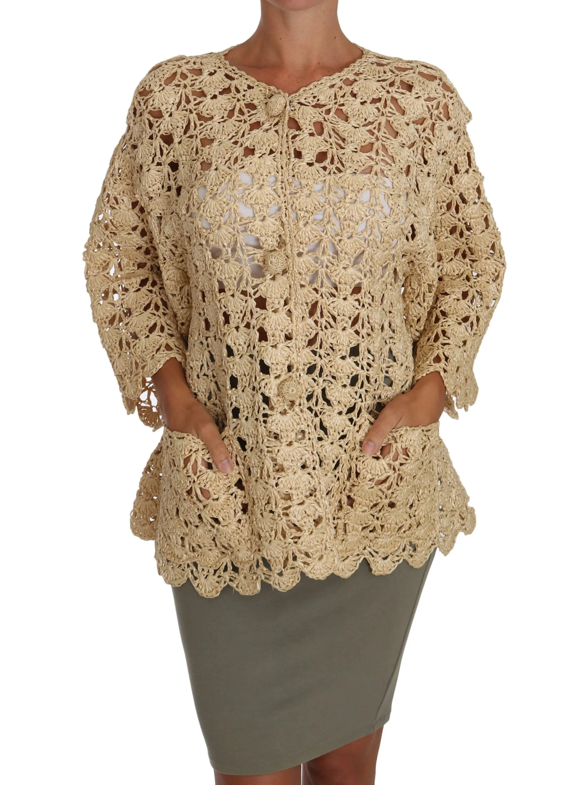 Dolce & Gabbana Chic Crochet Raffia Women's Cardigan