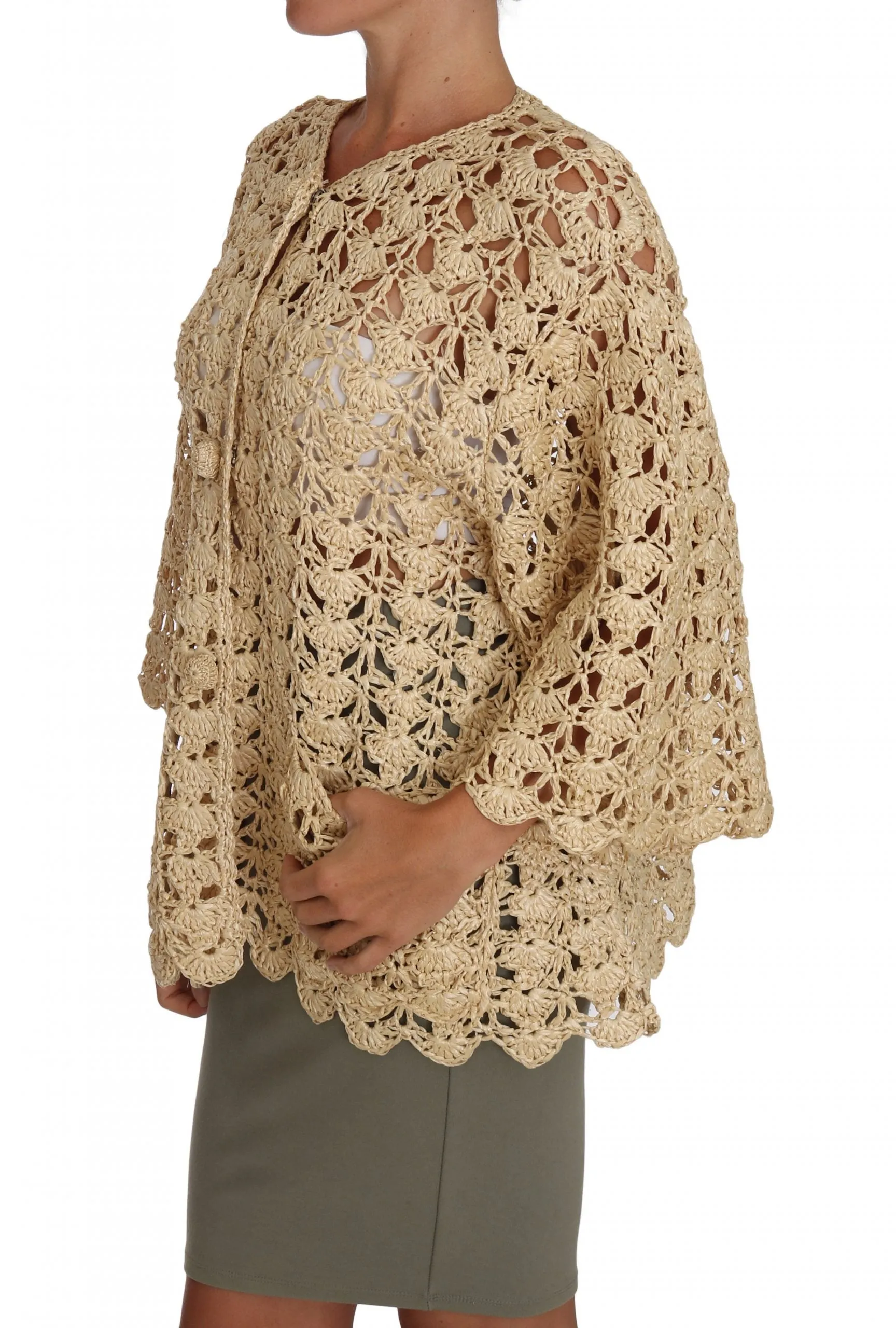 Dolce & Gabbana Chic Crochet Raffia Women's Cardigan