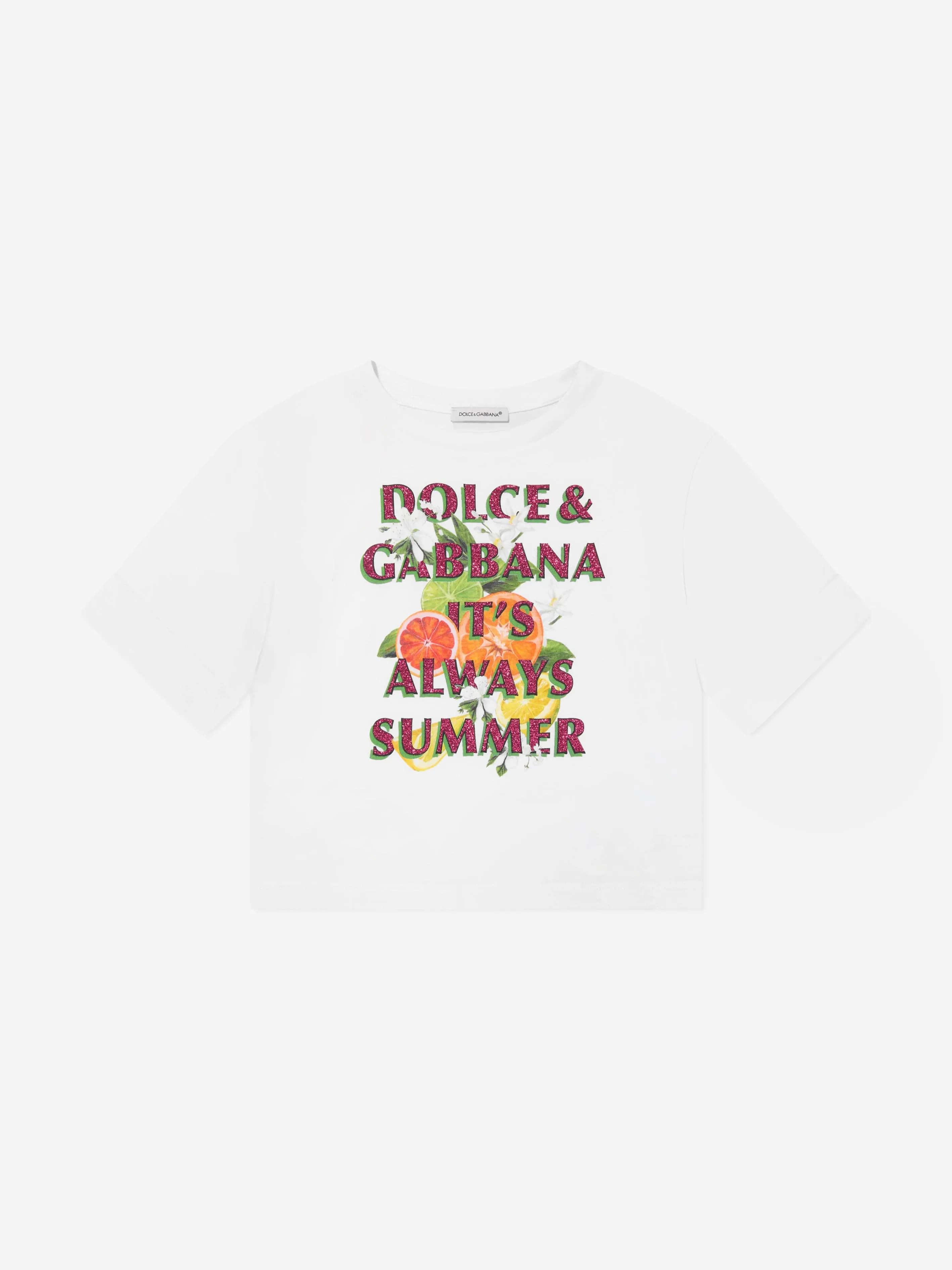 Dolce & Gabbana Girls It's Always Summer T-Shirt in White