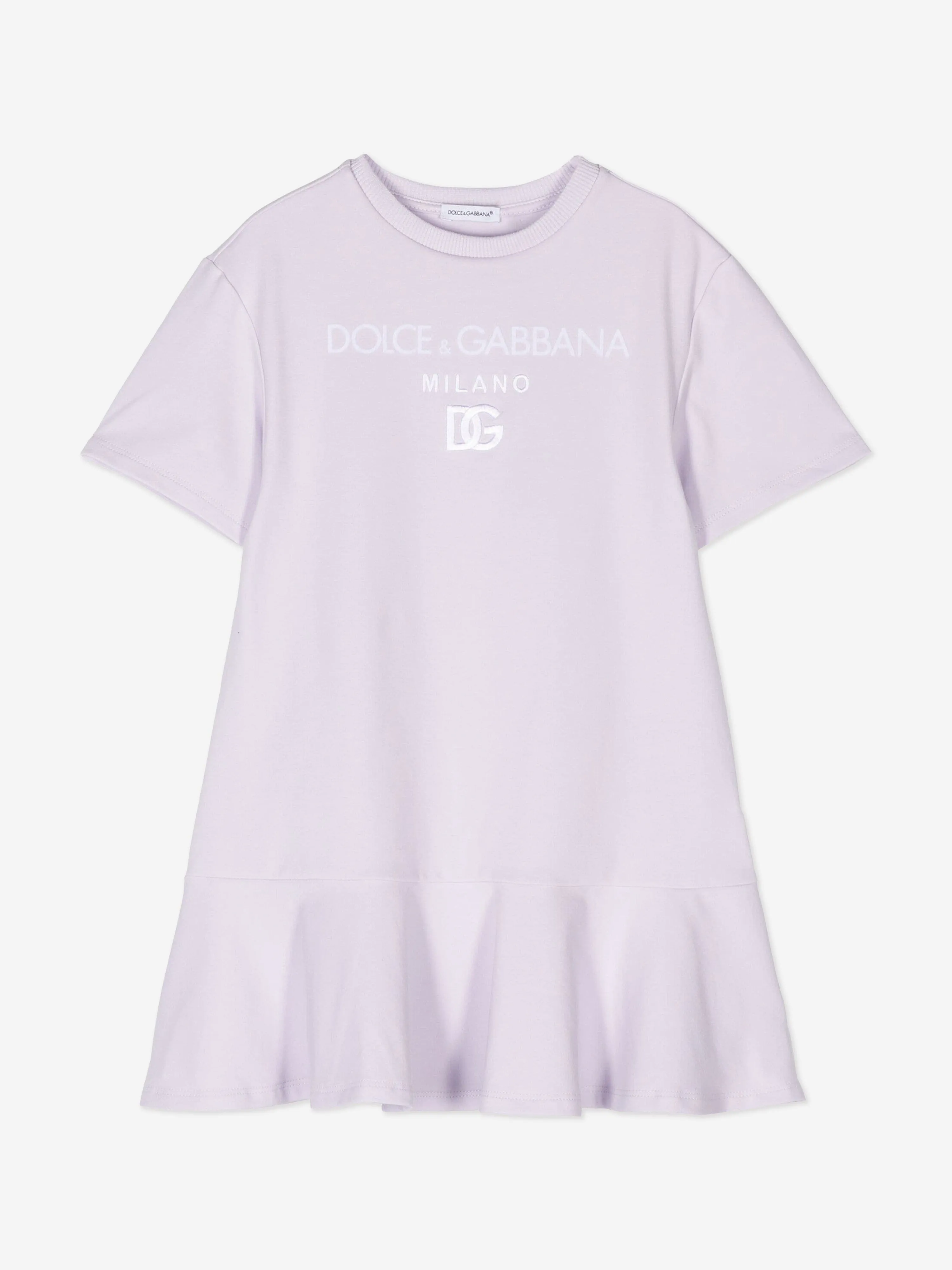 Dolce & Gabbana Girls Logo Jersey Dress in Purple