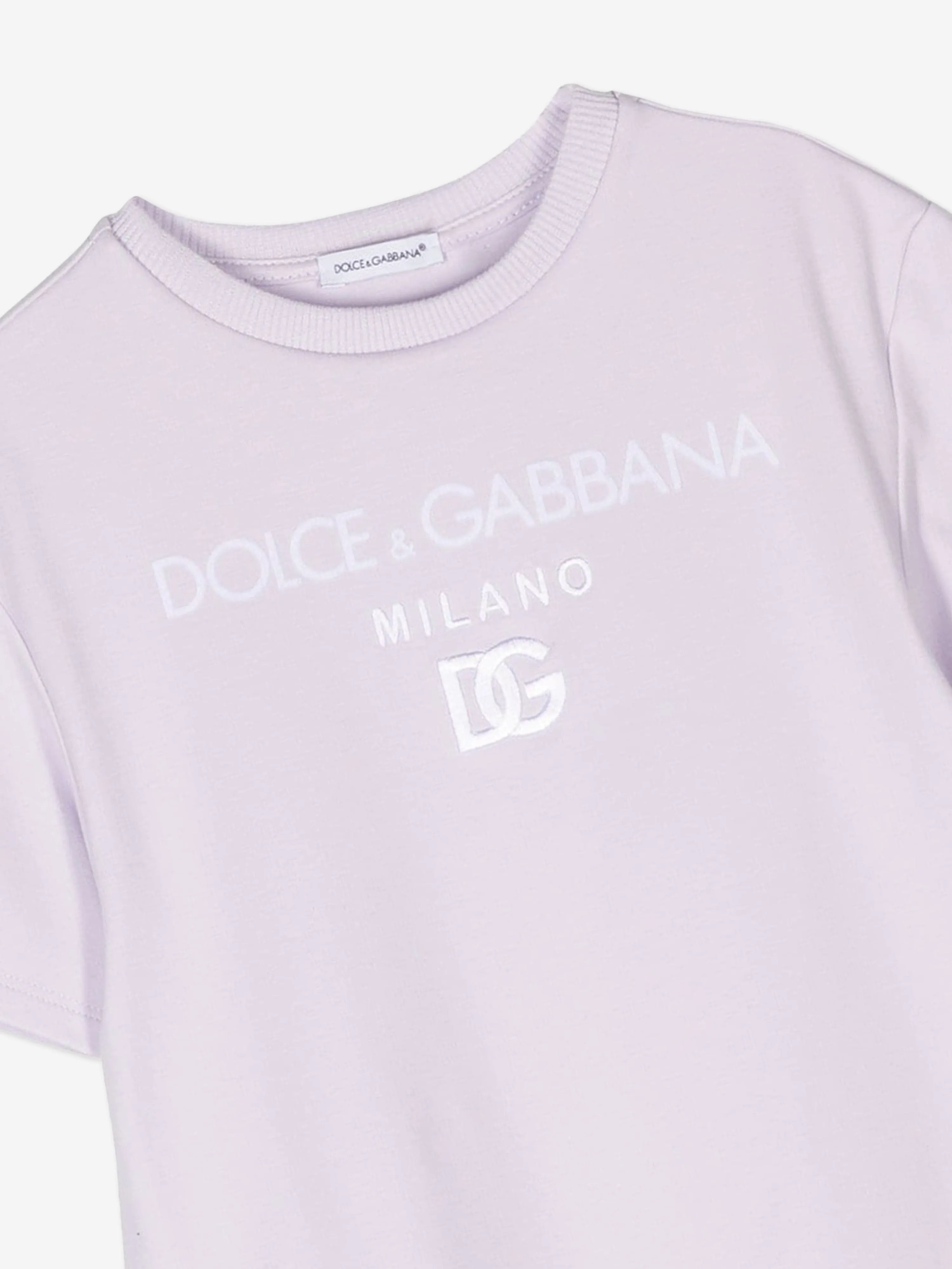 Dolce & Gabbana Girls Logo Jersey Dress in Purple