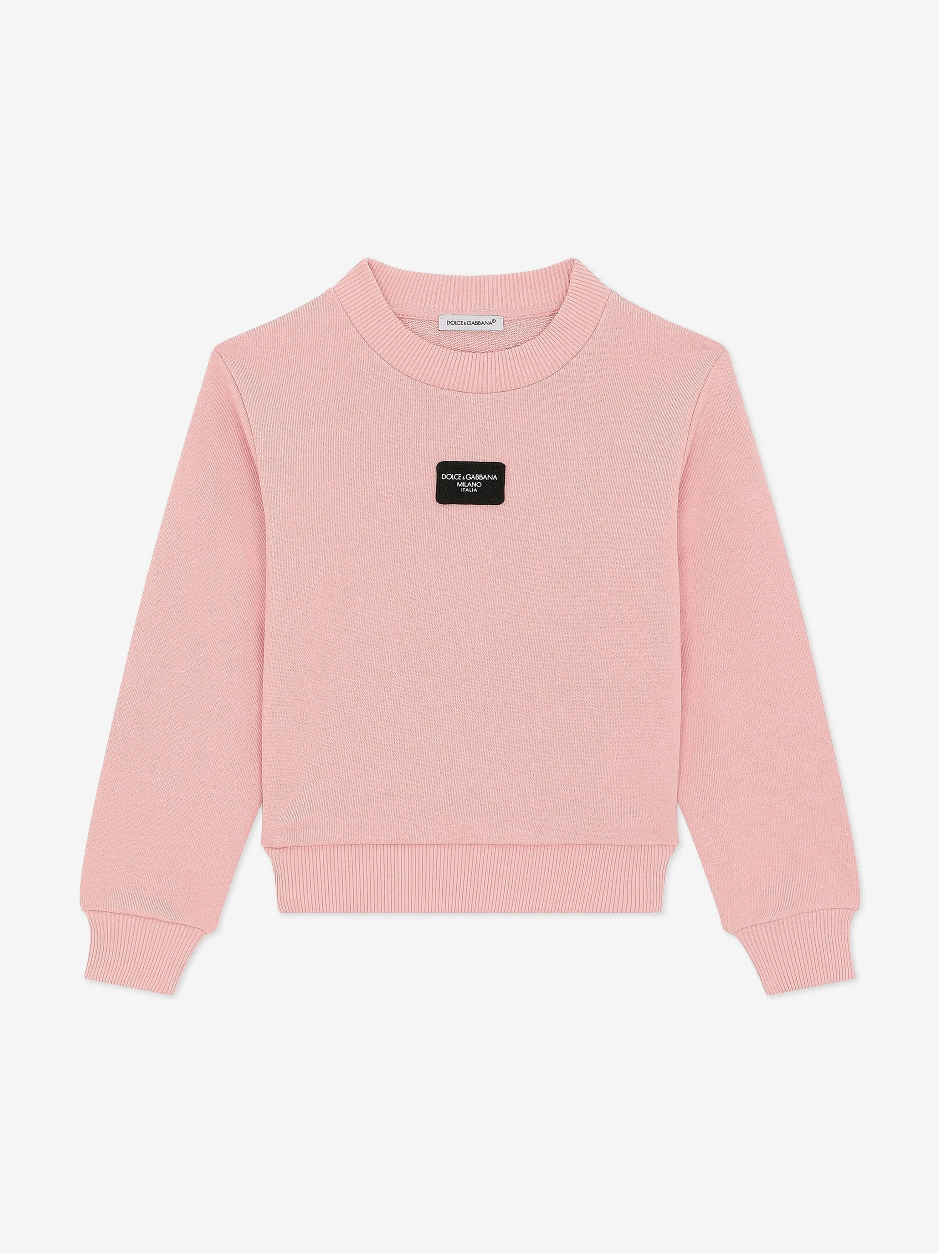 Dolce & Gabbana Girls Logo Label Sweatshirt in Pink