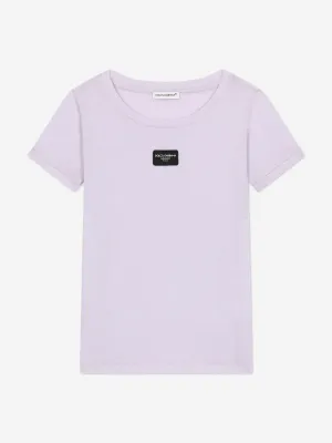 Dolce & Gabbana Girls Logo Label T-Shirt in Purple