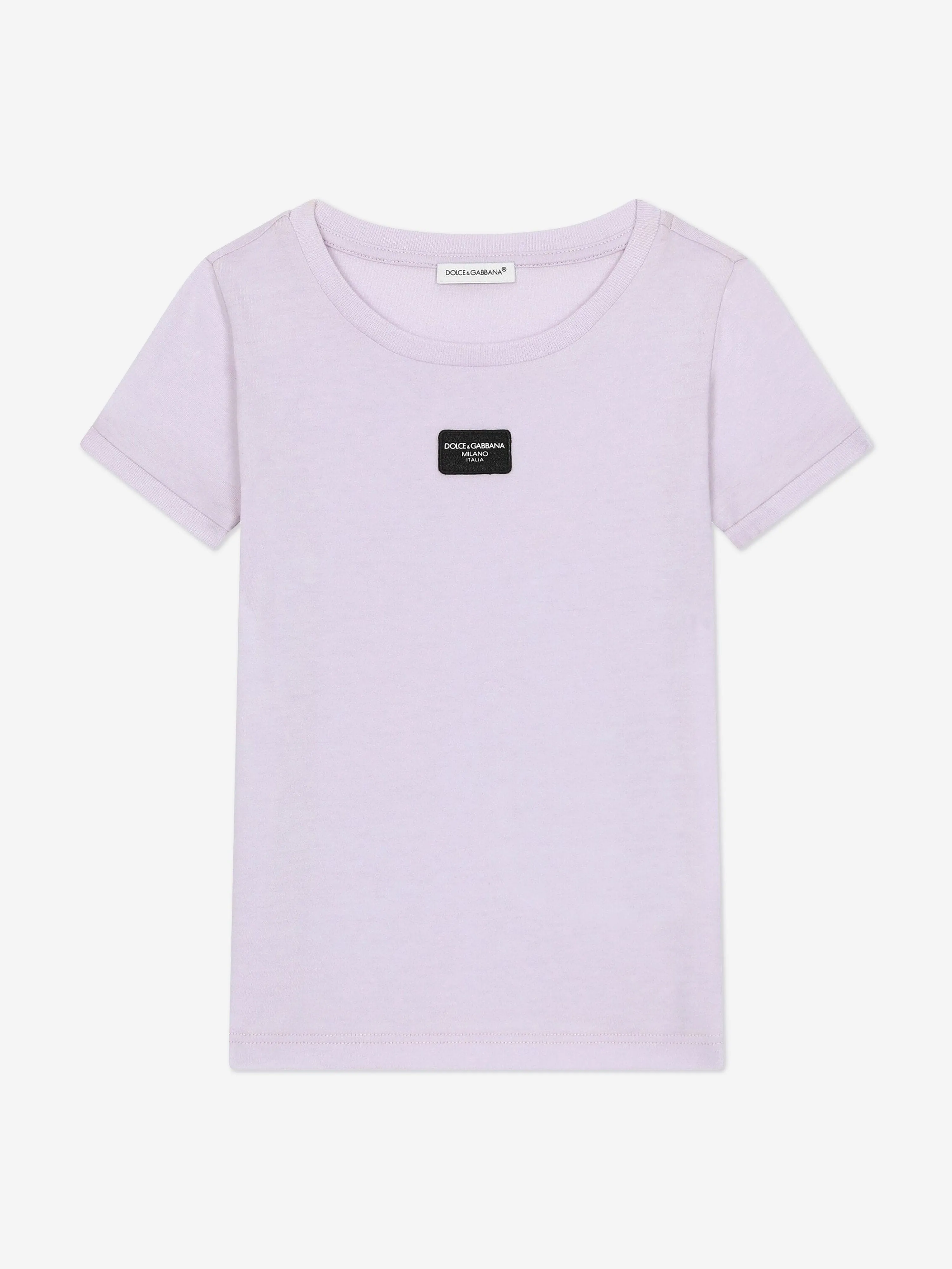 Dolce & Gabbana Girls Logo Label T-Shirt in Purple