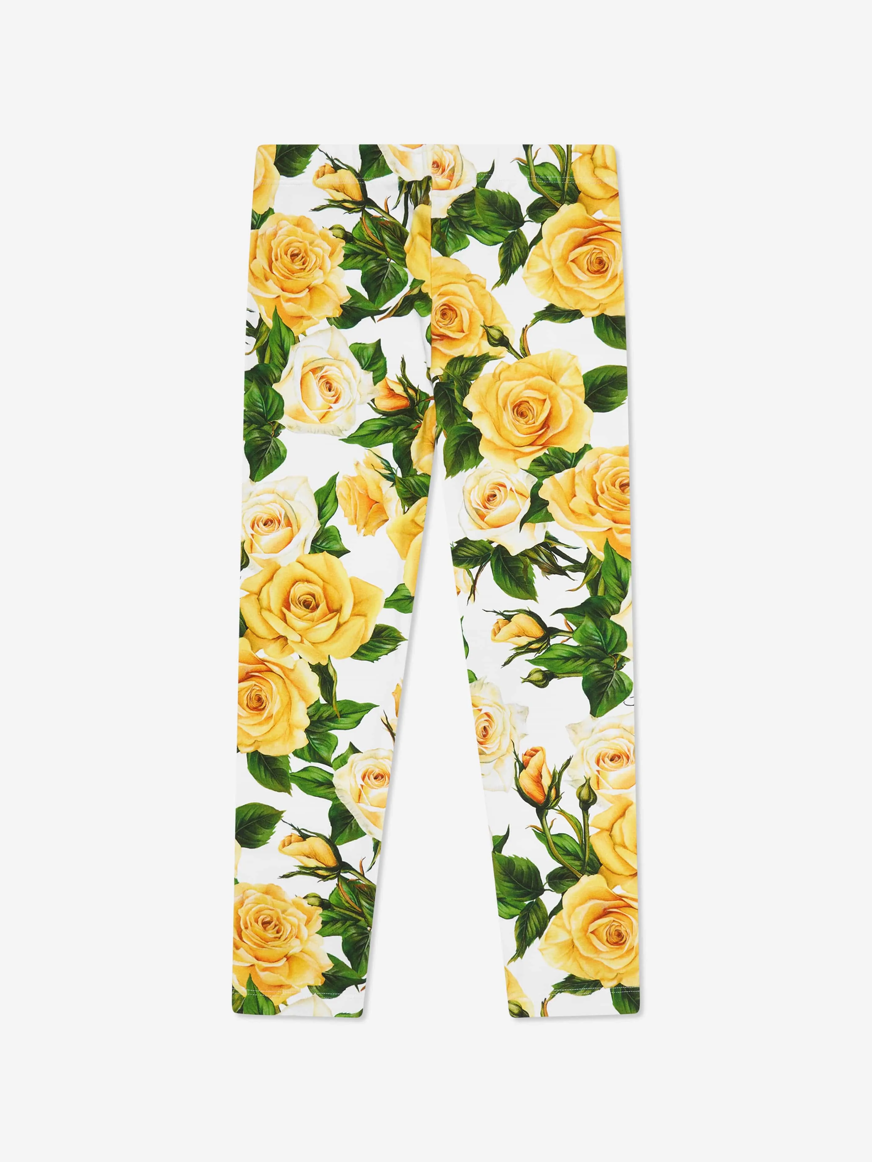 Dolce & Gabbana Girls Rose Print Leggings in Multicolour