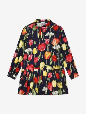 Dolce & Gabbana Girls Tulip Print Dress in Multicolour