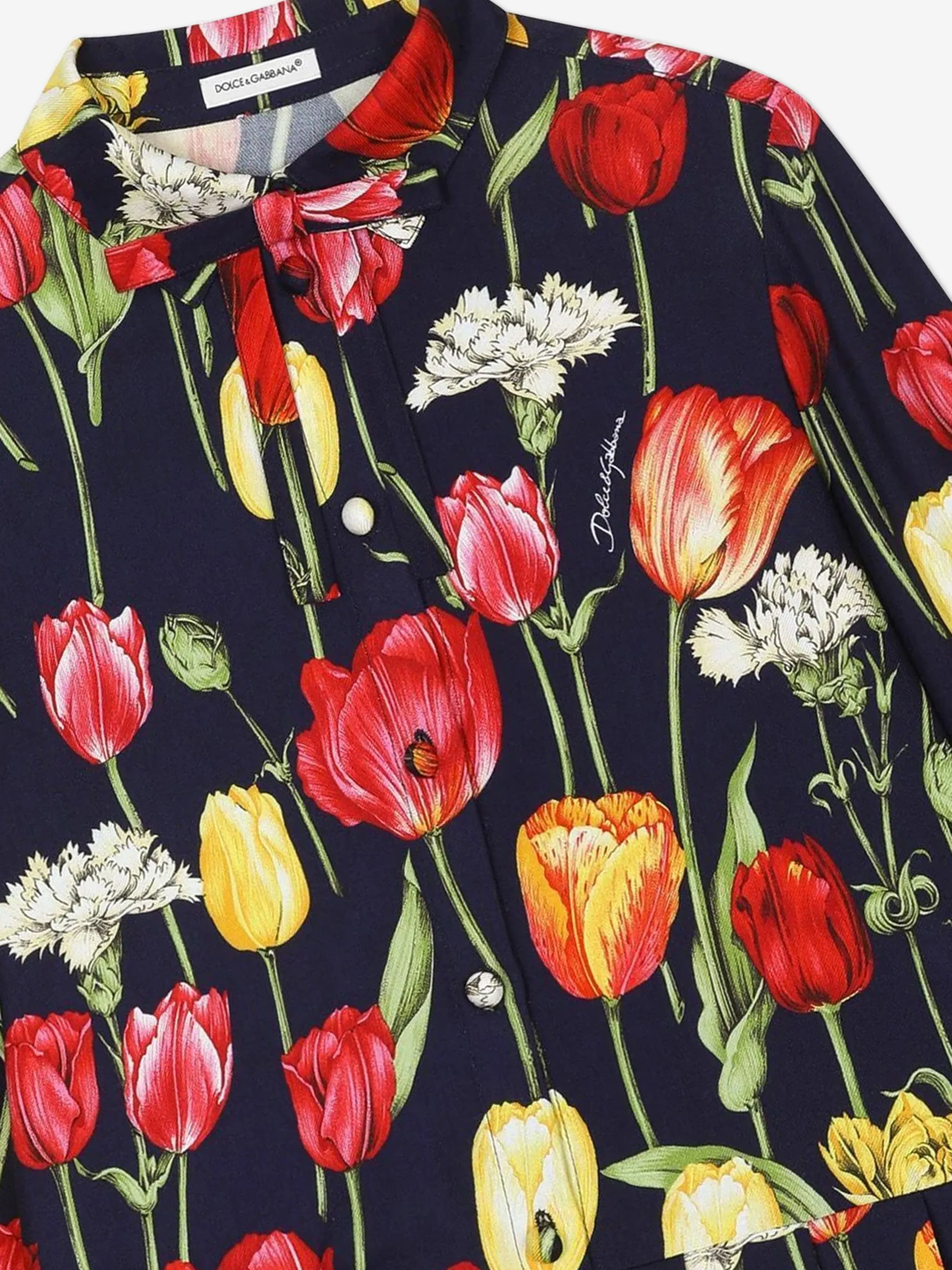 Dolce & Gabbana Girls Tulip Print Dress in Multicolour