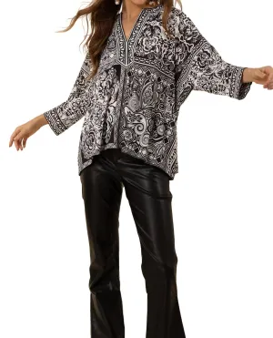 Elaine Jersey Top In Black/white