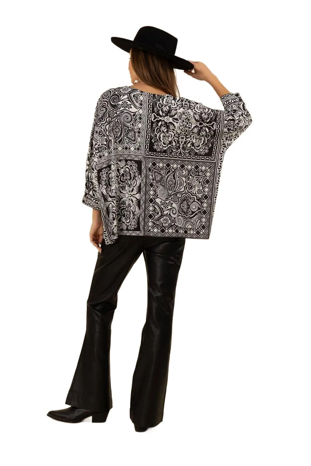 Elaine Jersey Top In Black/white