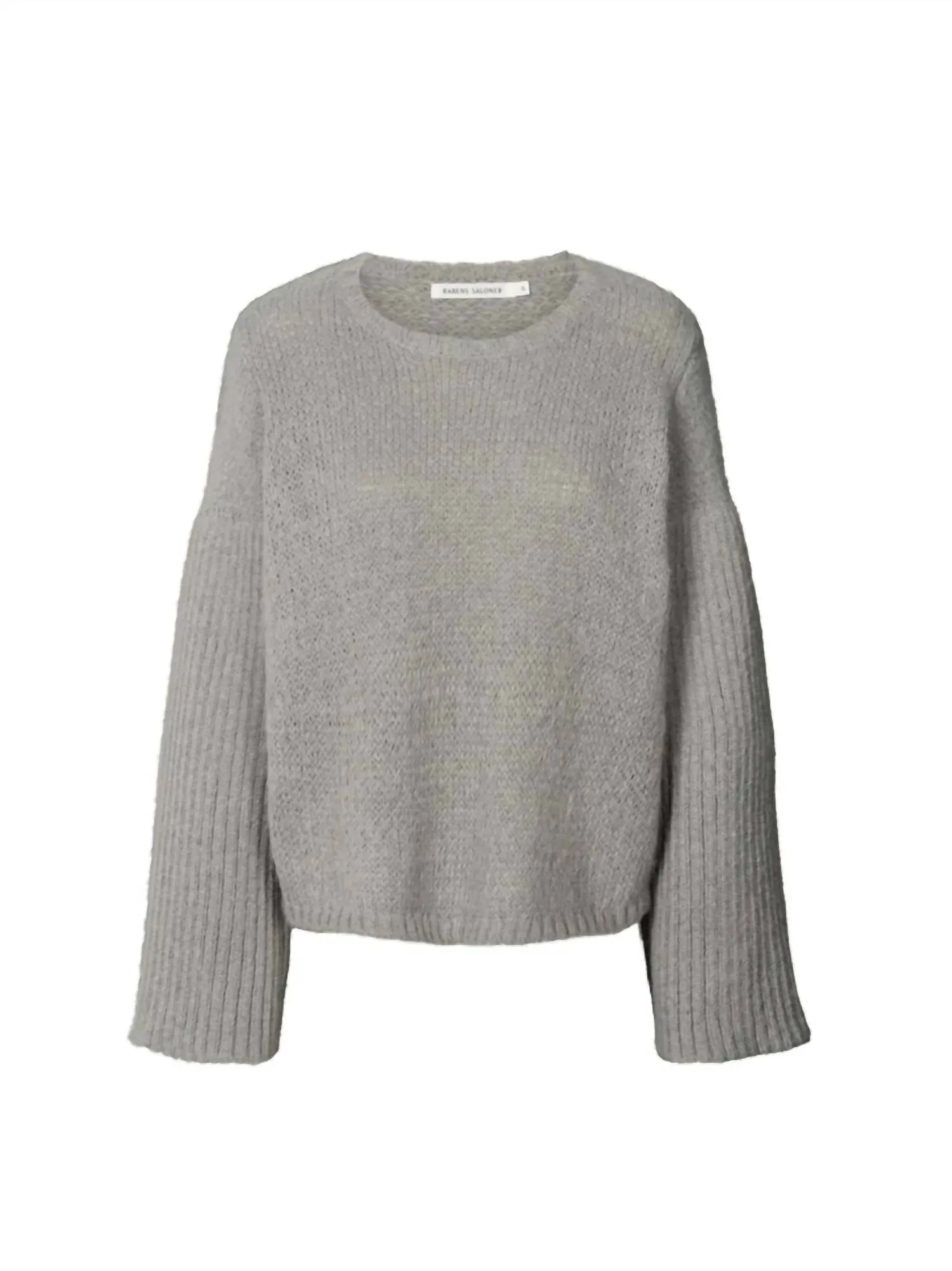 Emiko Dual Rib Sleeve Sweater In Light Grey