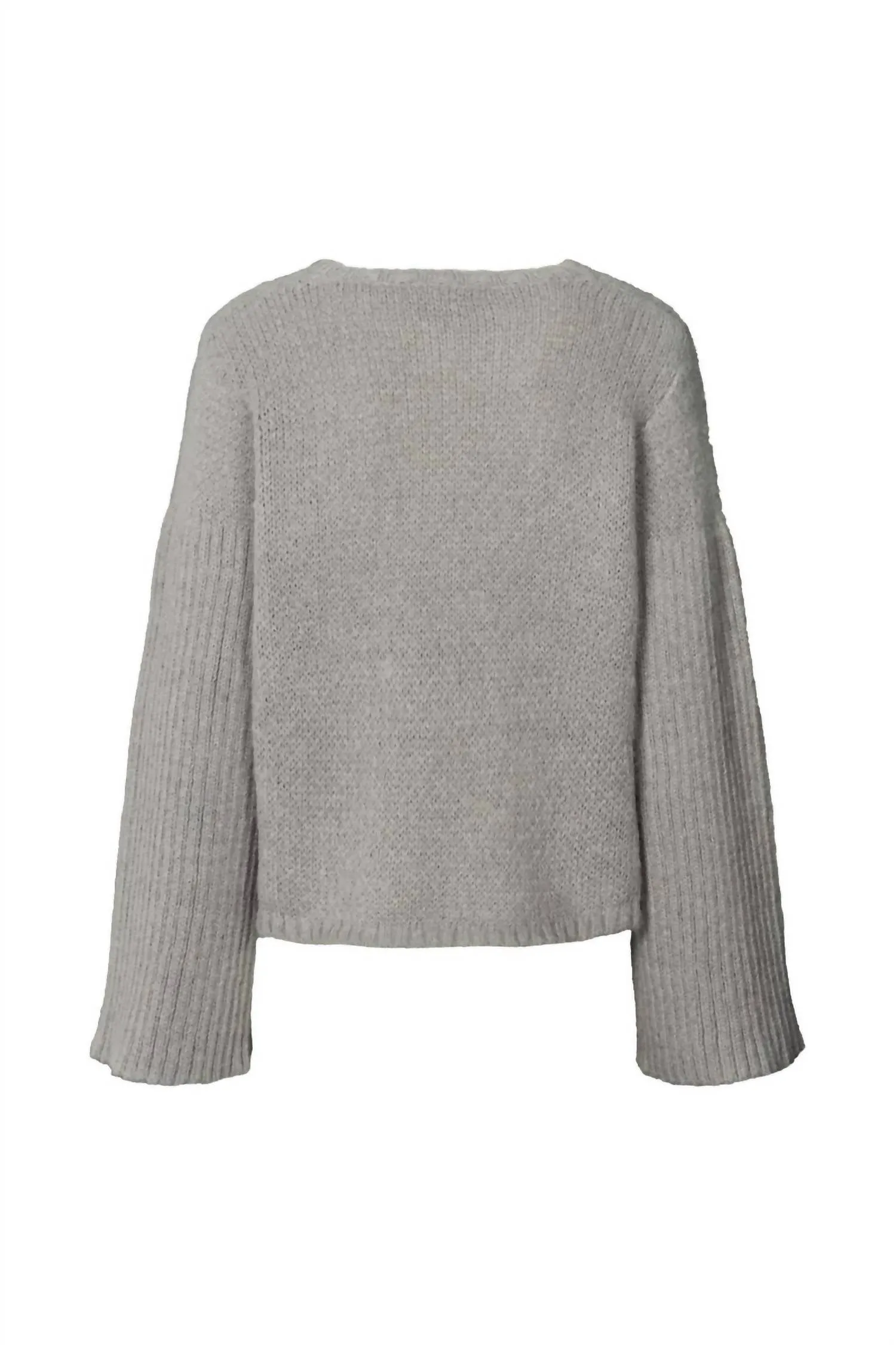 Emiko Dual Rib Sleeve Sweater In Light Grey